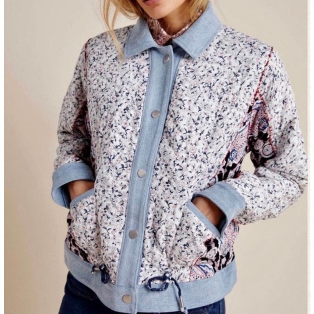 Blank NYC Patchwork Reversible Quilted Floral Jac… - image 3